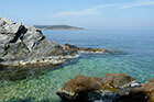 Une vue de la mer méditérranée et des îles d'or à Hyères