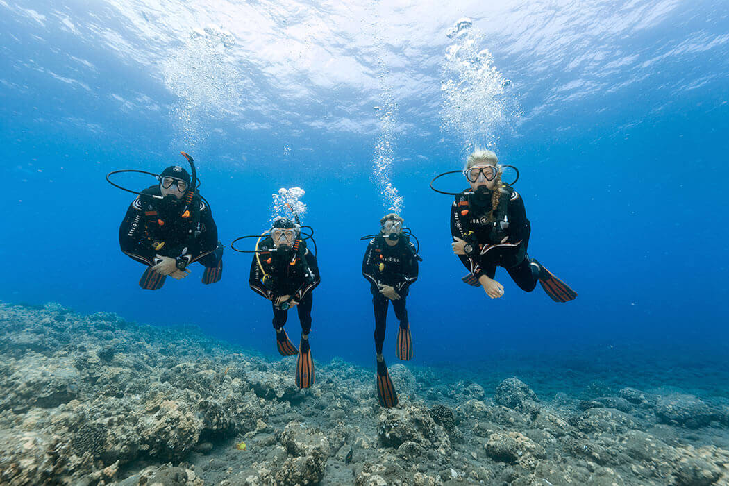 Un groupe de plongeur et le moniteur pendant la formation Scuba Diver à Port-cros